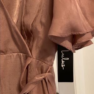 Lulu’s “wrapped in love” satin dress